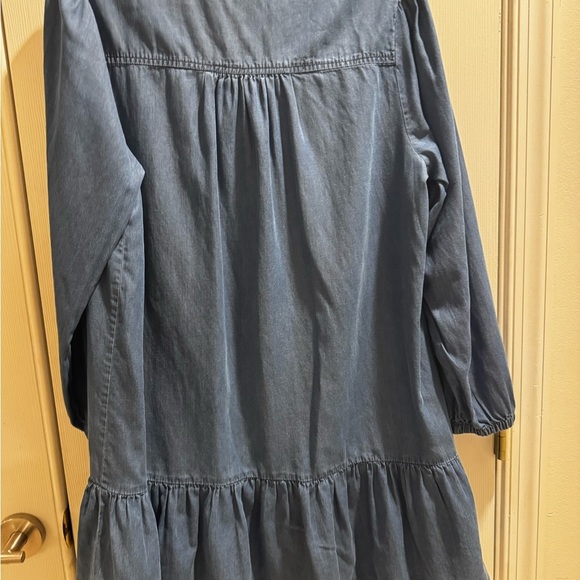 Aqua Denim Button-Up Collar Mini Dress Size L - Picture 2 of 5